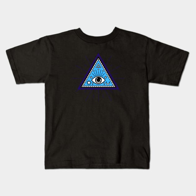 All Seeing eye - Blue with Black Eye Kids T-Shirt by Just In Tee Shirts